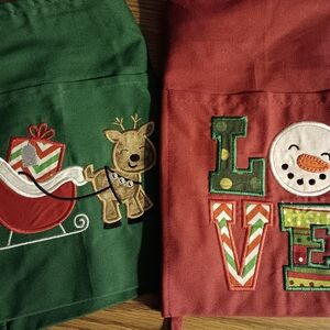 Festive Holiday Aprons with Machine Applique  Embroidered Designs